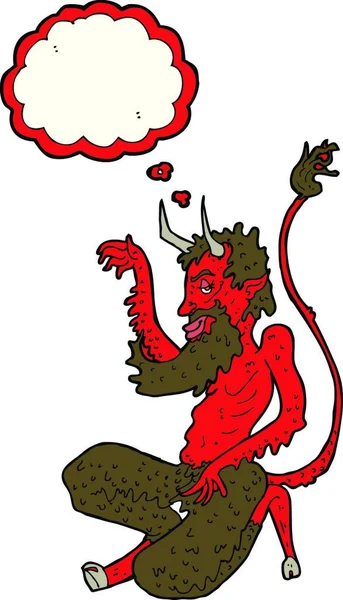 Dibujos Animados Tradicional Diablo Con Burbuja Pensamiento — Archivo Imágenes Vectoriales