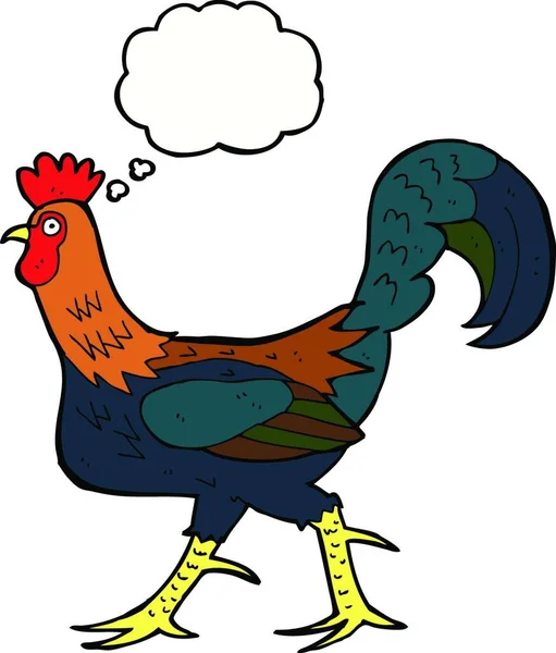 Cartoon Cockerel Thought Bubble — Stock Vector