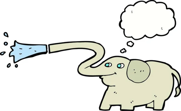 Cartoon Olifant Spuitwater Met Gedachte Zeepbel — Stockvector