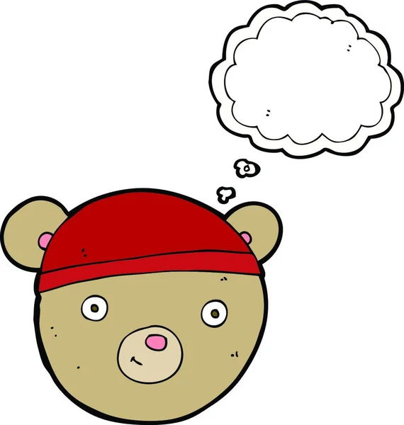 Cabeça Urso Pelúcia Desenho Animado Com Bolha Pensamento —  Vetores de Stock