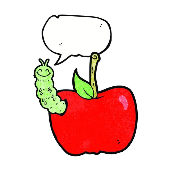 Cartoon Apple Bug Speech Bubble — Stock Vector
