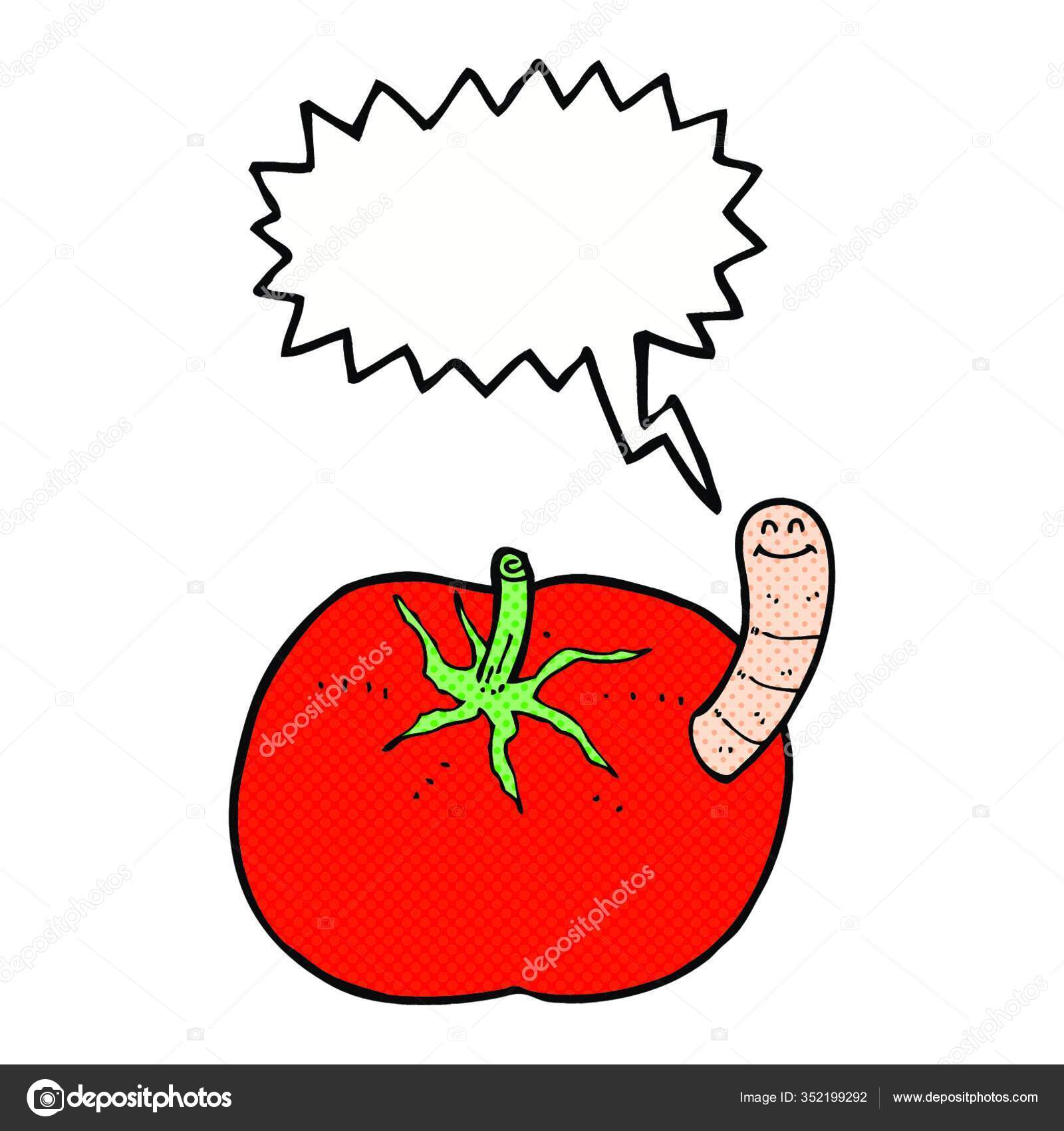 Cartoon Tomato Worm Speech Bubble Stock Vector Image by
