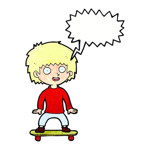 卡通男孩与讲话泡泡玩滑板 — 图库矢量图片