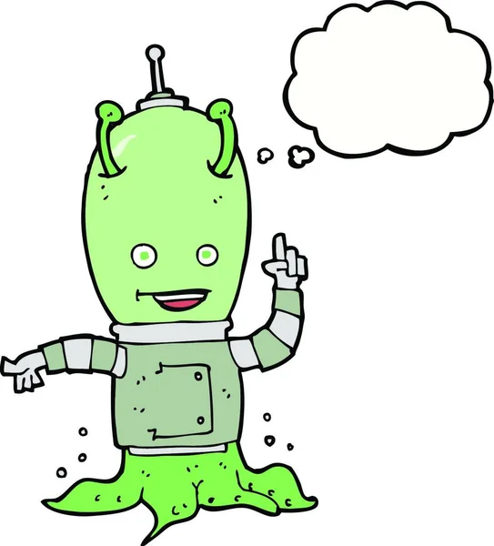 Alien Raumfahrer Mit Gedankenblase — Stockvektor