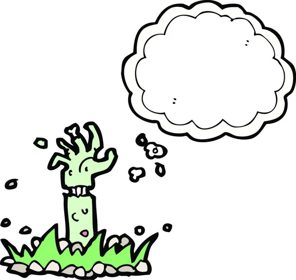 Karikatura Zombie Rameno Myšlenkovou Bublinou — Stockový vektor
