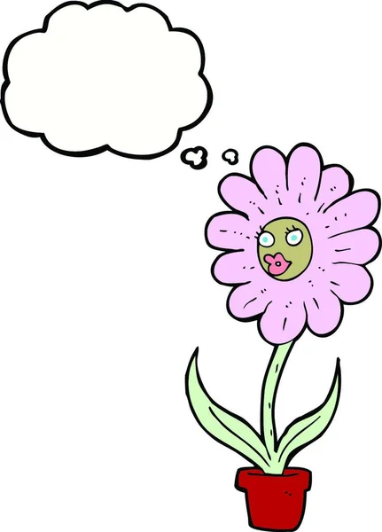 Cartoon Flower Thought Bubble — Stock Vector