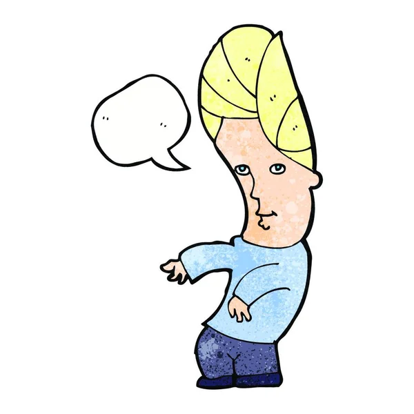 Hombre Dibujos Animados Sin Preocupaciones Con Burbuja Del Habla — Vector de stock
