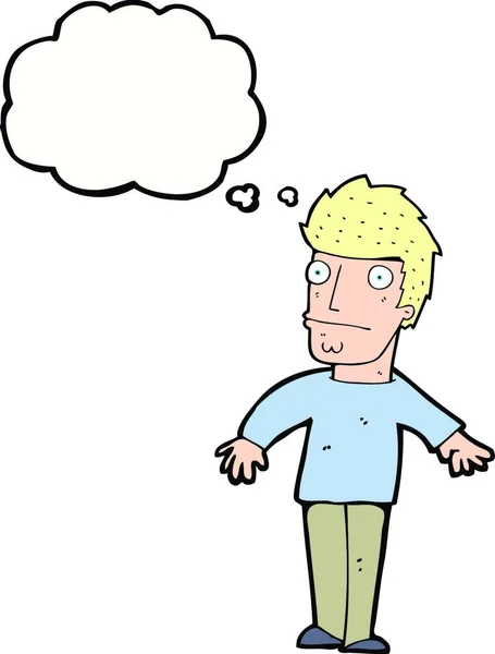 Cartone Animato Preoccupato Uomo Con Bolla Pensiero — Vettoriale Stock