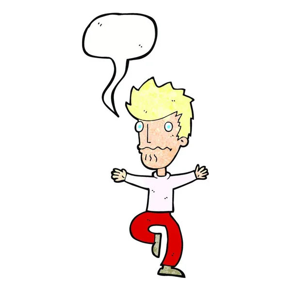 Karikatur Erschreckte Mann Mit Sprechblase — Stockvektor