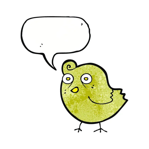 Pássaro Desenho Animado Engraçado Com Bolha Fala — Vetor de Stock