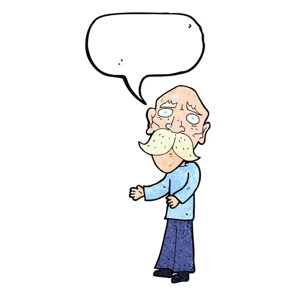 Cartoon Lonely Old Man Speech Bubble — Stock Vector