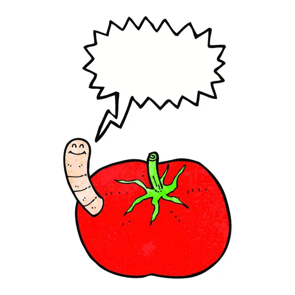 Cartoon Tomato Worm Speech Bubble — Stock Vector