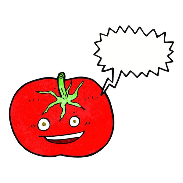 Pomodoro Cartone Animato Con Bolla Discorso — Vettoriale Stock