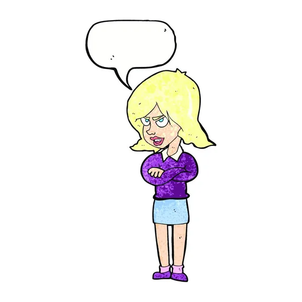 Karikatür Konuşma Balonu Ile Kızgın Kadın — Stok Vektör