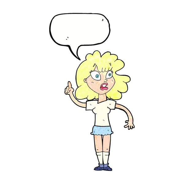 Cartoon Woman Making Point Speech Bubble — Stock Vector