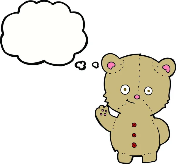Urso Pelúcia Dos Desenhos Animados Acenando Com Bolha Pensamento —  Vetores de Stock