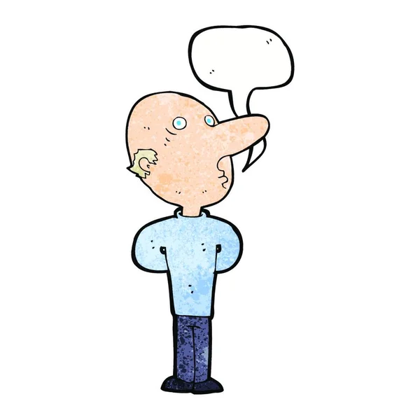 Desenho Animado Homem Careca Com Bolha Fala — Vetor de Stock