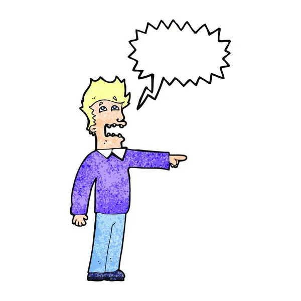 Homem Desenho Animado Acusando Com Bolha Fala —  Vetores de Stock