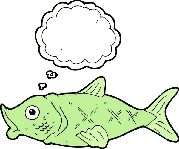 Peixes Desenhos Animados Com Bolha Pensamento — Vetor de Stock