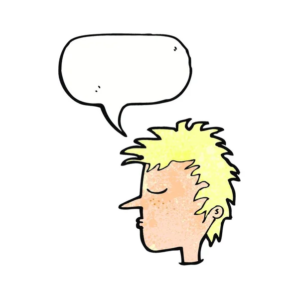 Karikatur Männliches Gesicht Mit Sprechblase — Stockvektor