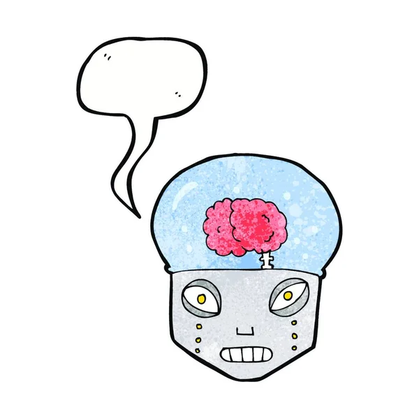 Γελοιογραφία Spooky Ρομπότ Κεφάλι Συννεφάκι Λόγου — Διανυσματικό Αρχείο