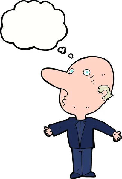 Desenho Animado Homem Meia Idade Confuso Com Bolha Pensamento — Vetor de Stock