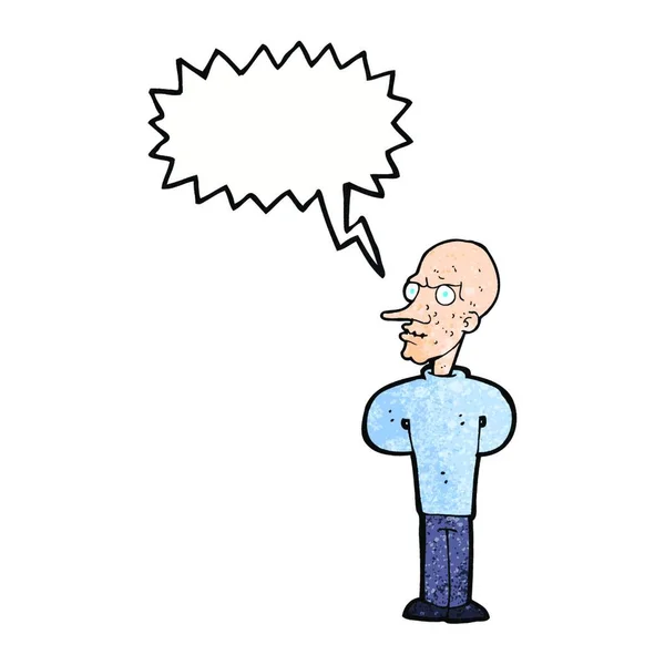 Cartoon Evil Bald Man Speech Bubble — Stock Vector