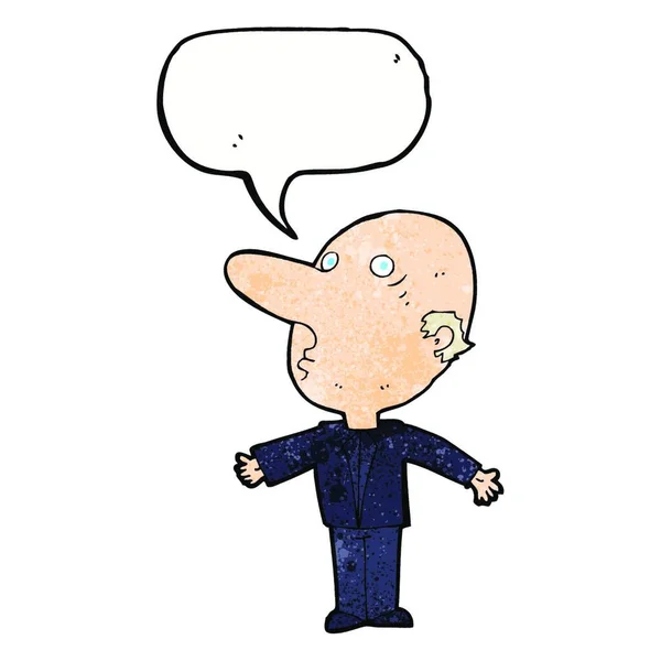 Desenho Animado Homem Meia Idade Confuso Com Bolha Fala — Vetor de Stock