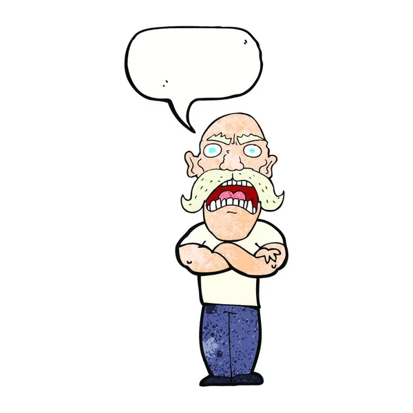 Karikatur Wütender Mann Mit Sprechblase — Stockvektor