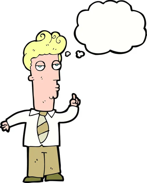Καρτούν Βαριεστημένος Άνθρωπος Που Κάνει Ερωτήσεις Φούσκα Σκέψης — Διανυσματικό Αρχείο