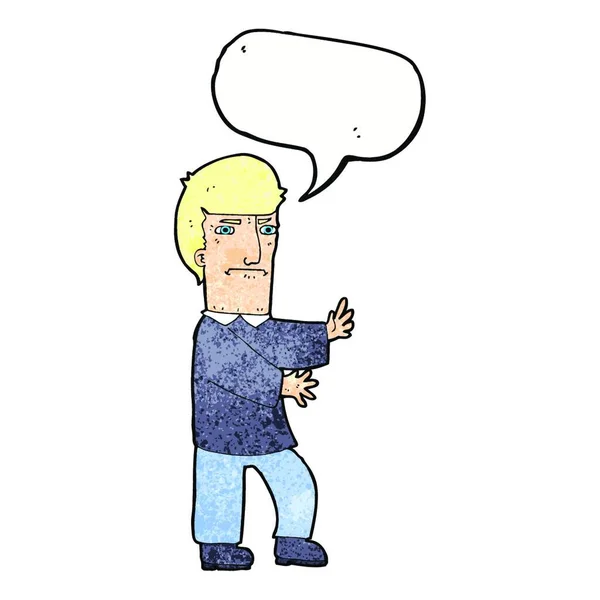 Desenho Animado Homem Rabugento Com Bolha Fala — Vetor de Stock