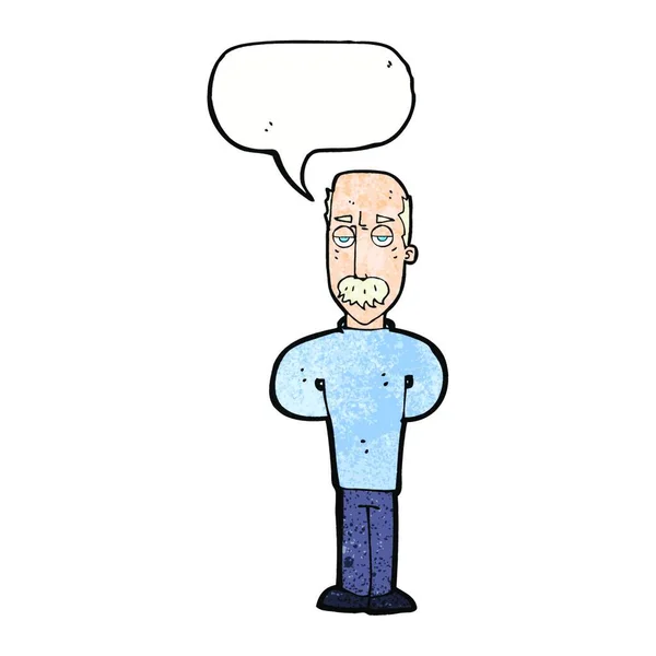 Desenho Animado Irritado Careca Homem Com Bolha Fala — Vetor de Stock
