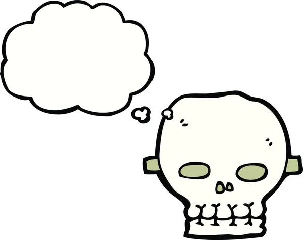 漫画の不気味な頭蓋骨のマスクとともに思考バブル — ストックベクタ