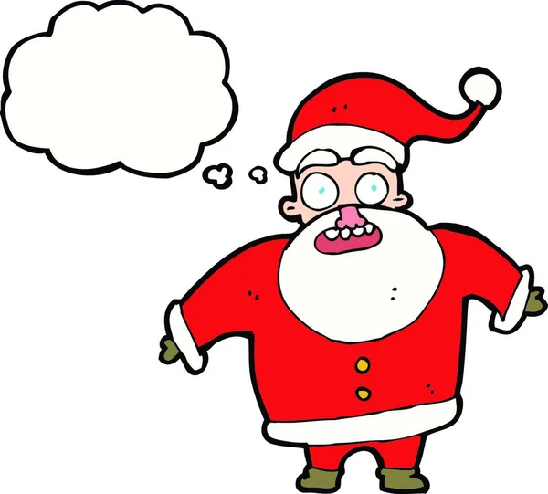Dessin Animé Choqué Père Noël Claus Avec Bulle Pensée — Image vectorielle