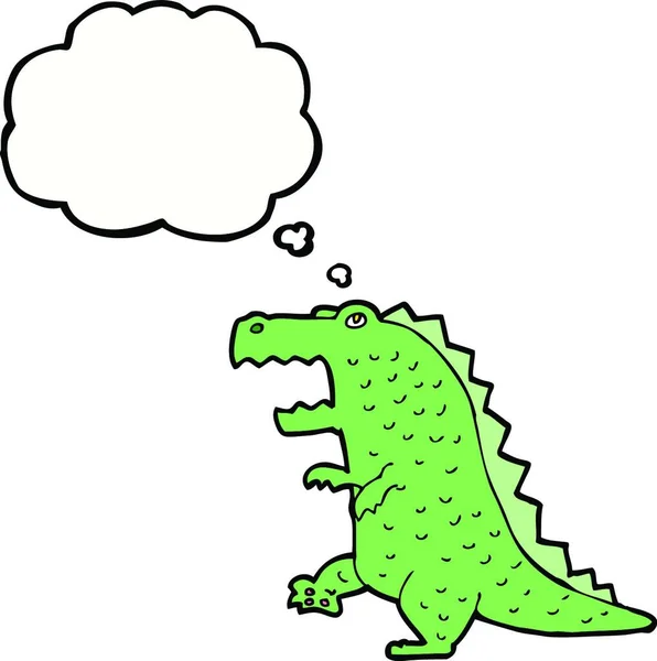 Dinosaurio Dibujos Animados Con Burbuja Pensamiento — Vector de stock