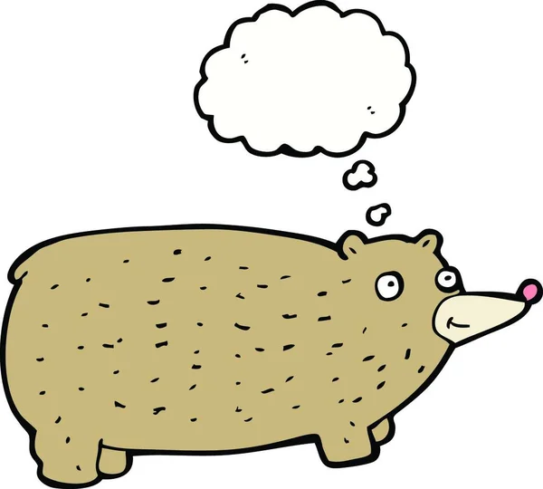 Vtipný Kreslený Medvěd Myšlenkovou Bublinou — Stockový vektor