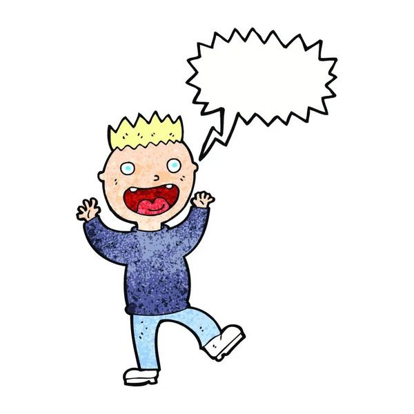 Kartun Gila Bahagia Pria Dengan Gelembung Bicara - Stok Vektor