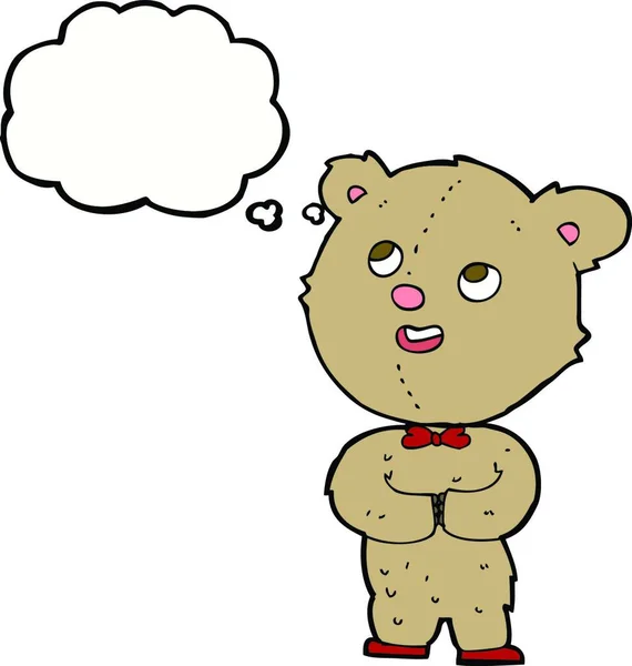 Cartoon Cute Teddy Bear Thought Bubble — Stock Vector