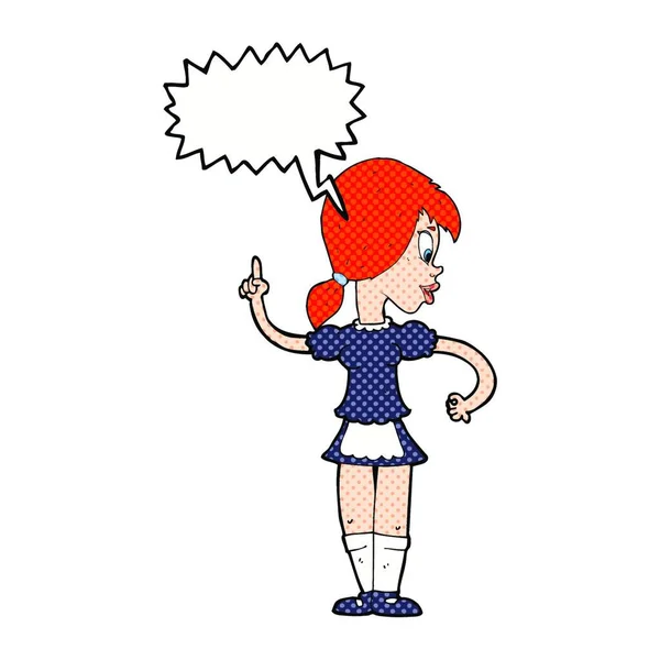 Cartoon Waitress Calling Order Speech Bubble — Stock Vector