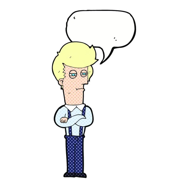 Cartoon Geïrriteerde Man Met Spraakbel — Stockvector