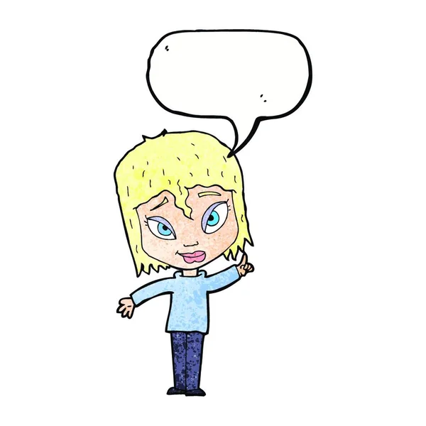 Cartoon Woman Idea Speech Bubble — Stock Vector