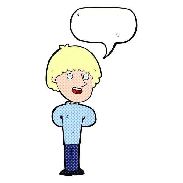 Cartoon Gelukkig Man Met Spraakzeepbel — Stockvector