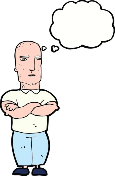 Καρτούν Ενόχλησε Φαλακρός Άνθρωπος Φούσκα Σκέψης — Διανυσματικό Αρχείο