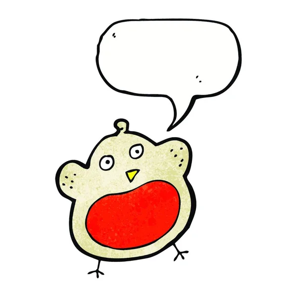 Engraçado Desenho Animado Natal Robin Com Bolha Fala — Vetor de Stock