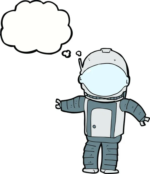 Astronot Kartun Dengan Pikiran Gelembung - Stok Vektor