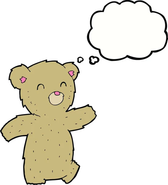 Cartoon Teddy Bear Thought Bubble — Stock Vector