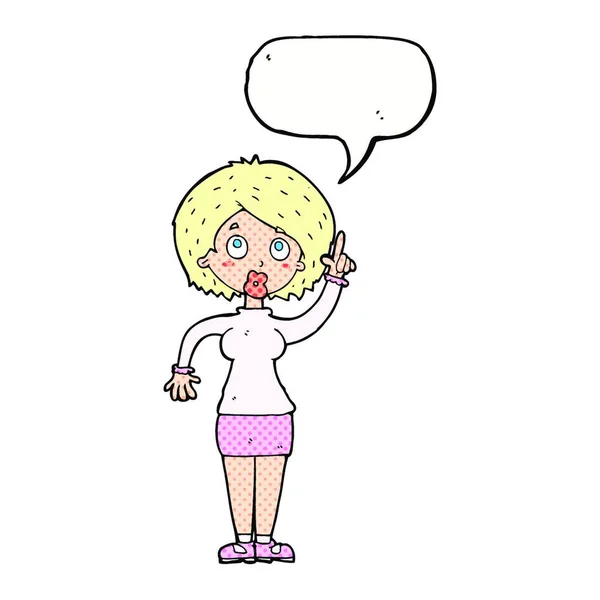 Femme Dessin Animé Avec Idée Avec Bulle Parole — Image vectorielle