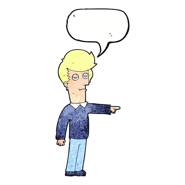 Desenho Animado Apontando Homem Com Bolha Fala — Vetor de Stock