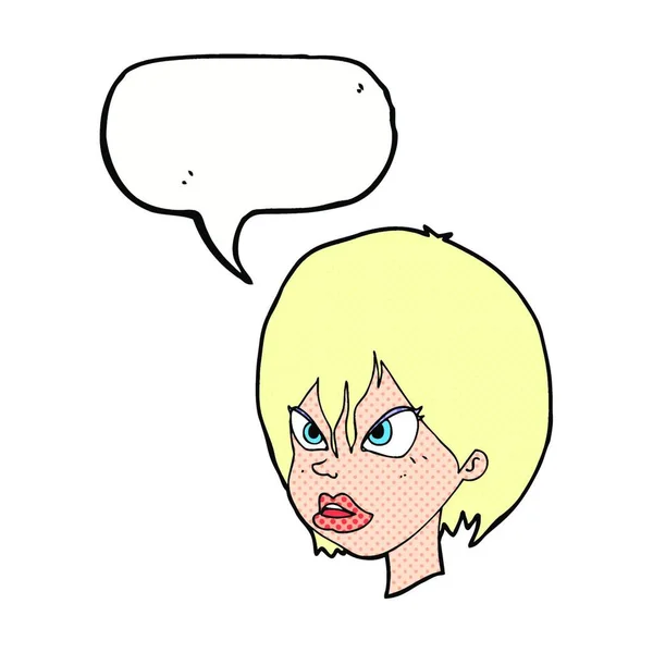 Cartoon Annoyed Woman Speech Bubble — Stock Vector