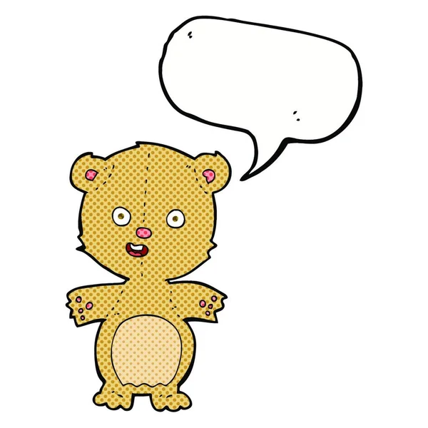 Urso Pelúcia Desenhos Animados Com Bolha Fala — Vetor de Stock
